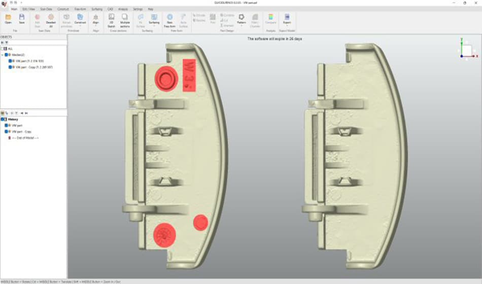 QUICKSURFACE 3D Reverse Engineering Software Funktion Feature Entfernung