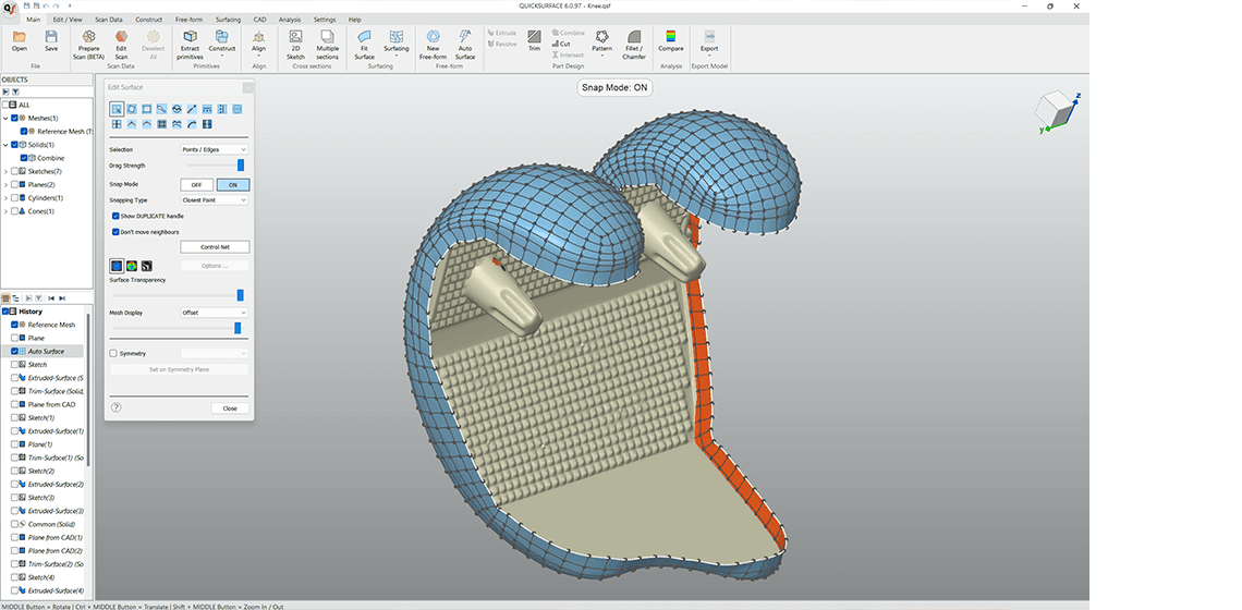 Interaktive Auswahl und parametrische Modellierung