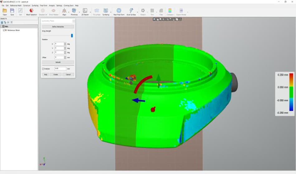 QUICKSURFACE 3D Reverse Engineering Software Funktion Symmetrieebene