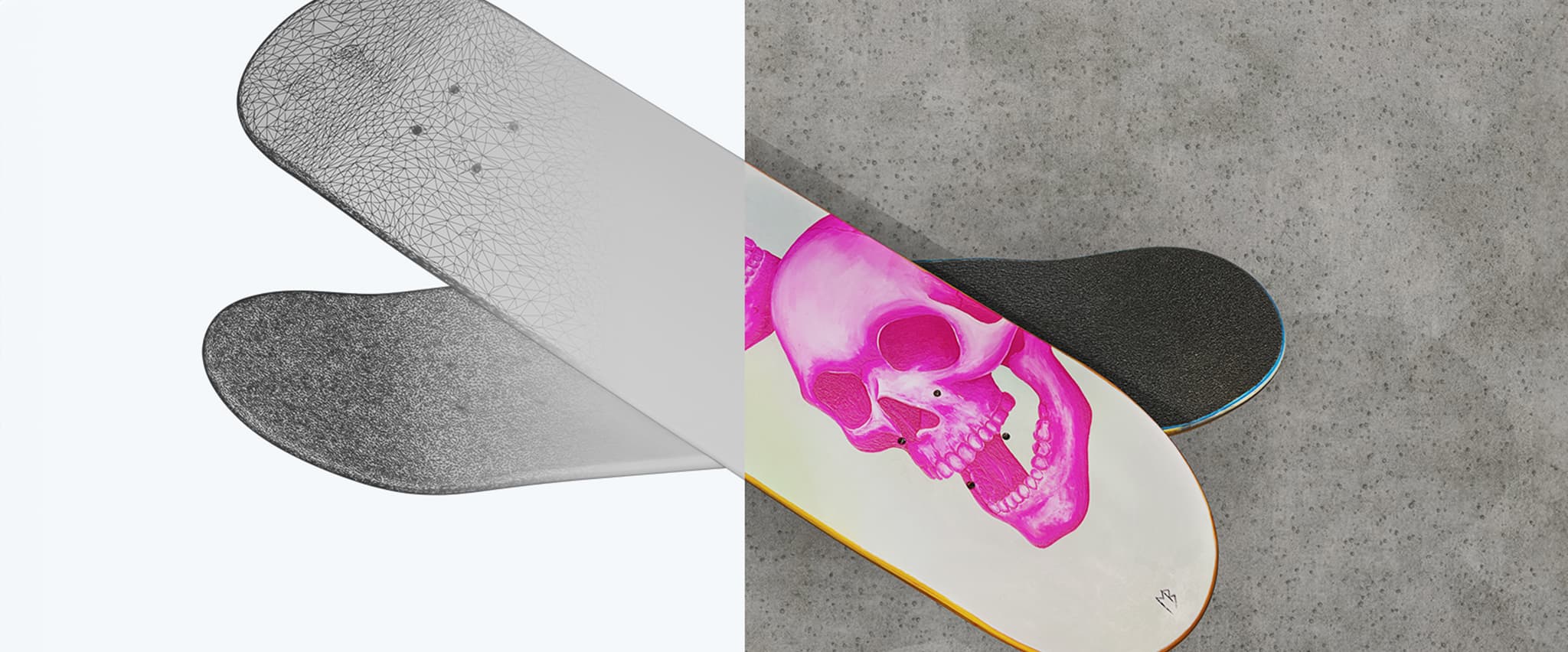 3D Modell: Links ohne und rechts mit Textur