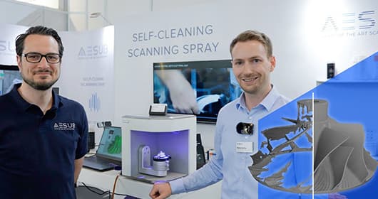 Objekte mit minimaler Schichtstärke für den 3D Scan mattieren | AESUB Yellow auf der Control 2022